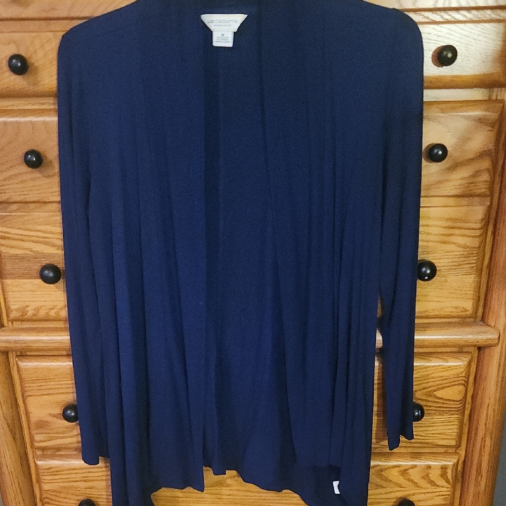 Liz Claiborne Navy Lightweight Open Front Spring Med Soft Comfy Casual Cardigan